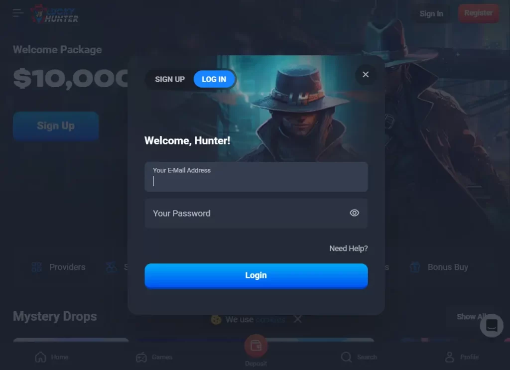 LuckyHunter Casino login