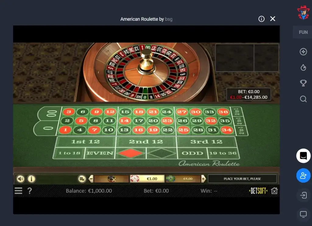 American Roulette at LuckyHunter Casino